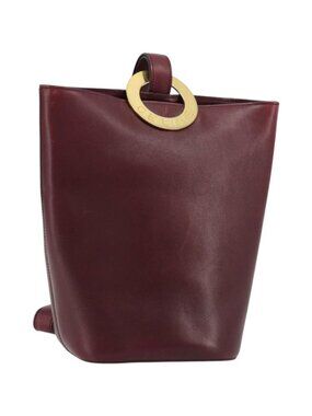 CELINE Circle Shoulder Bag Leather Bordeaux Gold